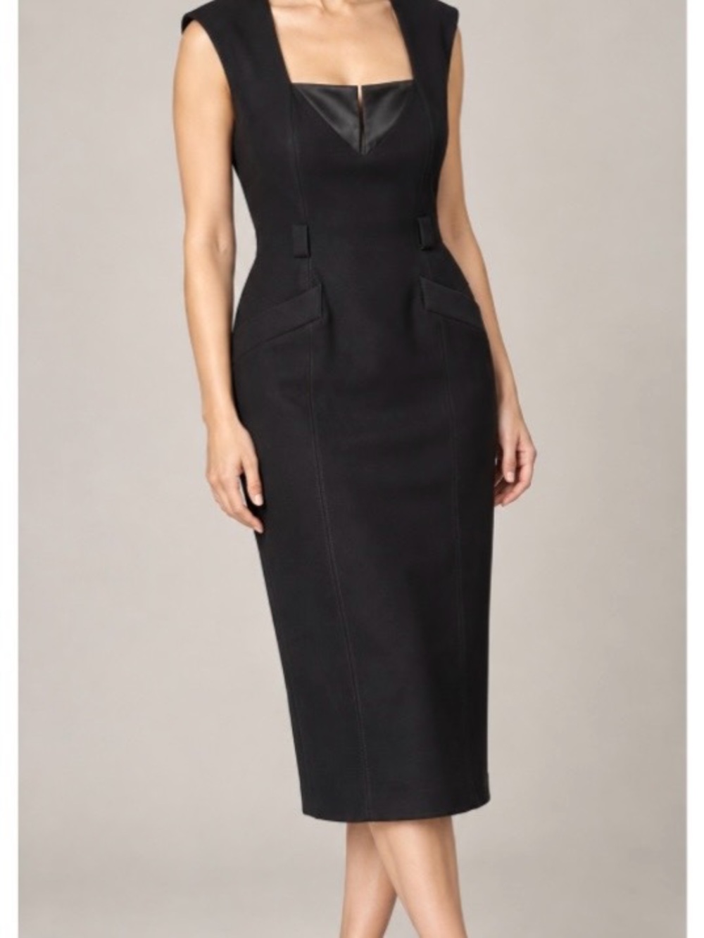 Karen Millen Black Square-Neck Pencil Dress